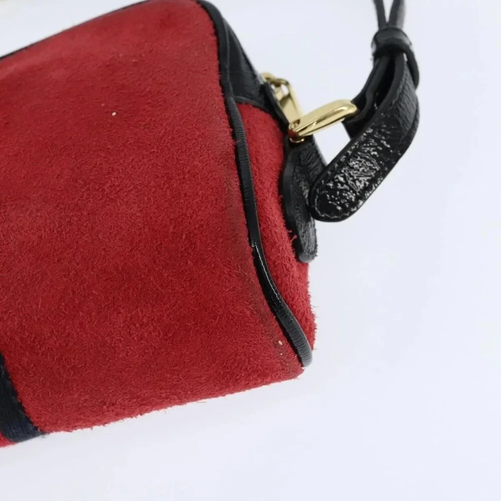 GUCCI Sherry Line Shoulder Bag Suede Patent Red Gold black 527350 Auth bs30609 - Picture 14 of 16